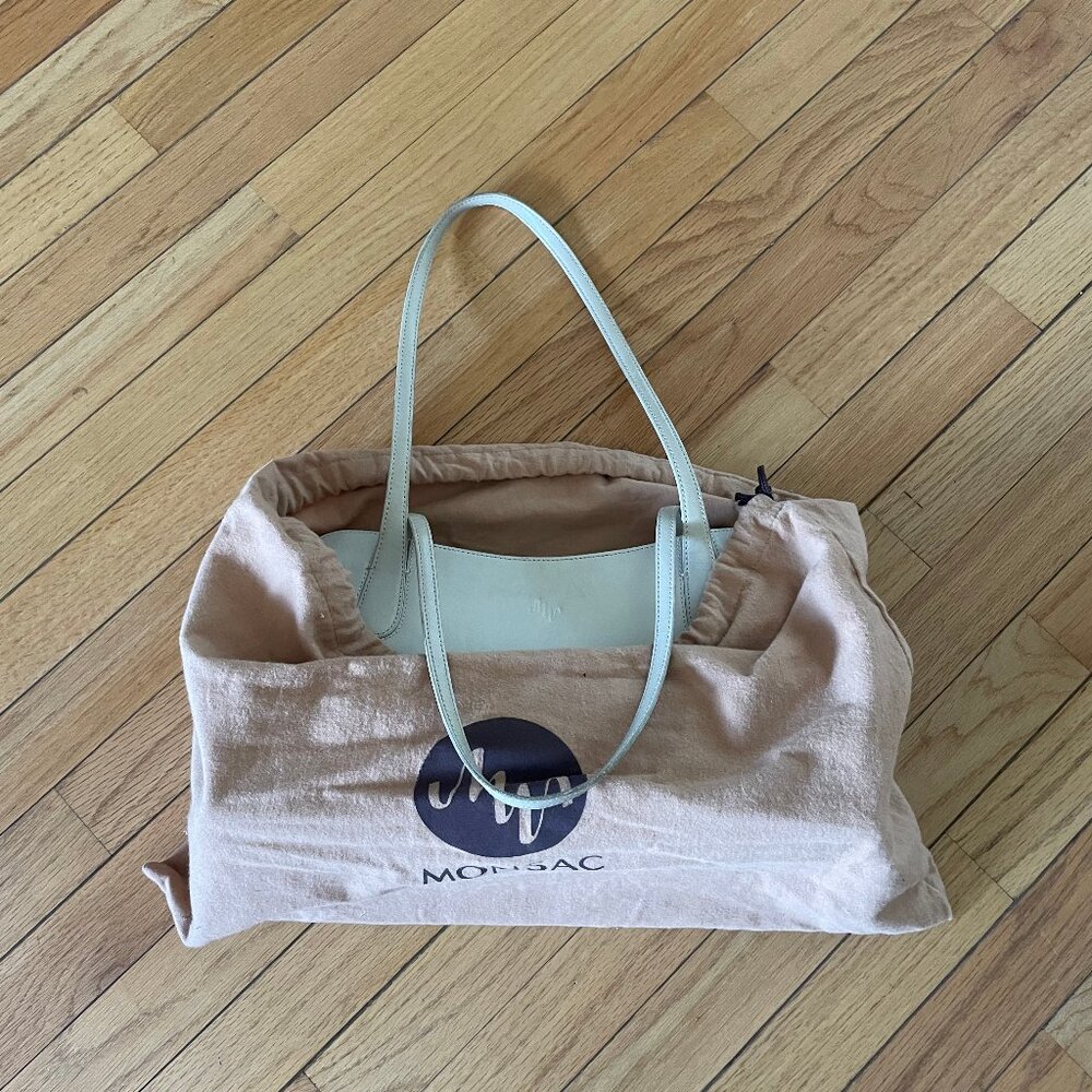 Cream Leather Monsac Handbag
